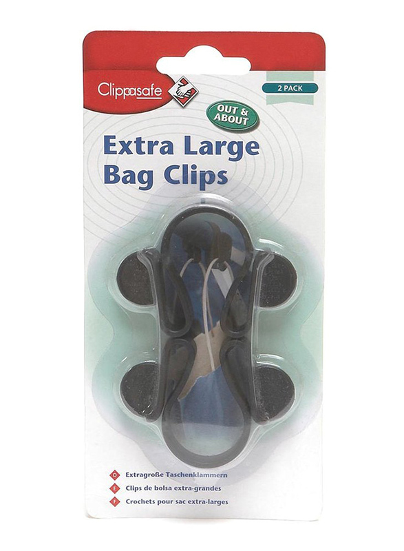 Clippasafe Large Bag Clips, 2 Pieces, Black
