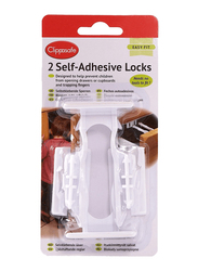 Clippasafe Self-Adhesive Cupboard & Drawer Locks, 2 Pieces, White