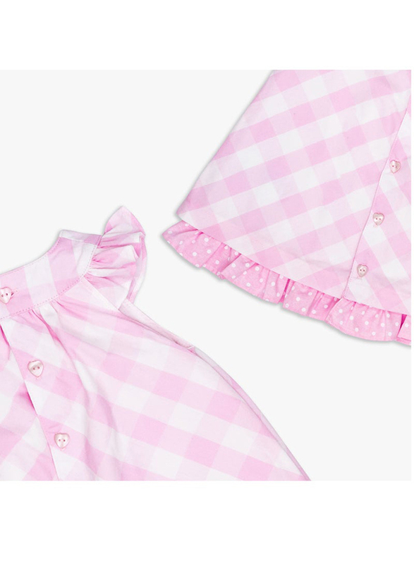 Moon 100% Cotton Gingham Dress and Headband Set for Baby Girls, 0-3 Months, Pink