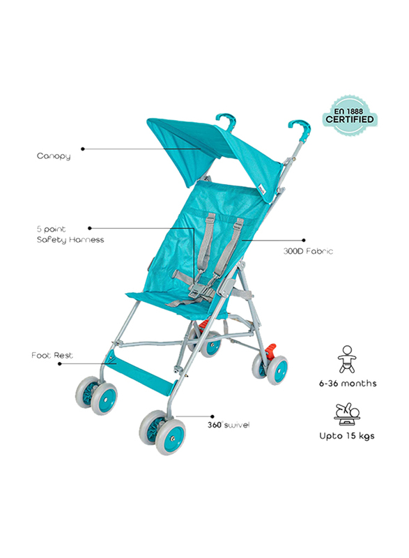 Moon Jet Buggy Single Baby Stroller, 6 Months +, Light Blue