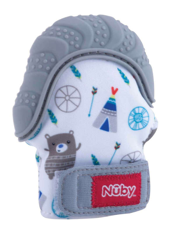 

Nuby Happy Hands Teething Mitten, Grey/White