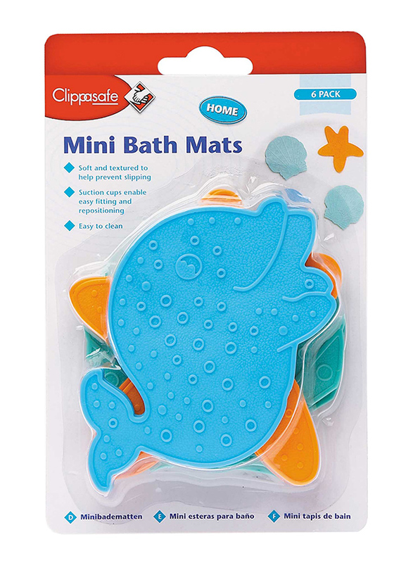 Clippasafe Mini Bath Mats, 6 Pieces, Multicolour