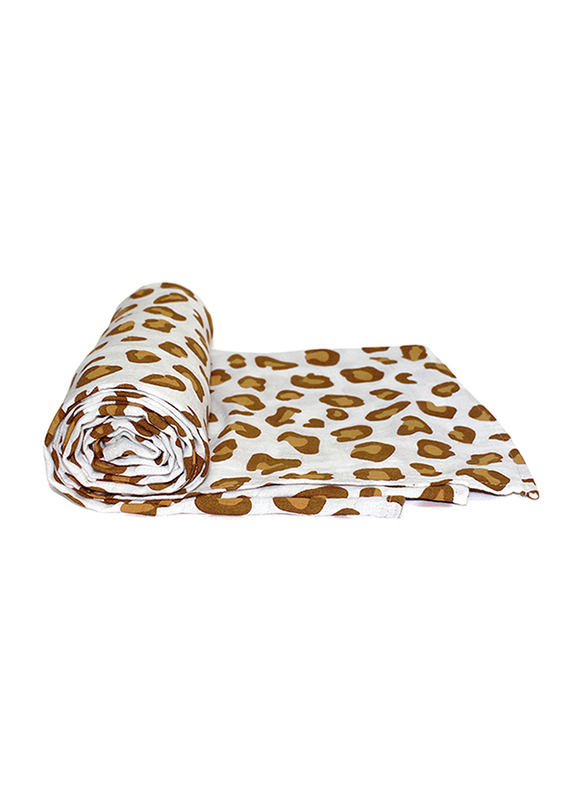 Tommy Lise Leopard Muslin Baby Swaddle, 120 x 120cm, 0-3 Months, White