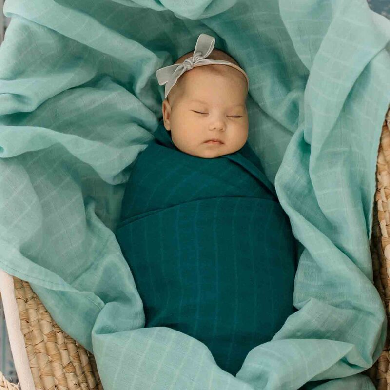 Tommy Lise Muslin Baby Swaddle, 120 x 120cm, 0-3 Months, Mangrove Green