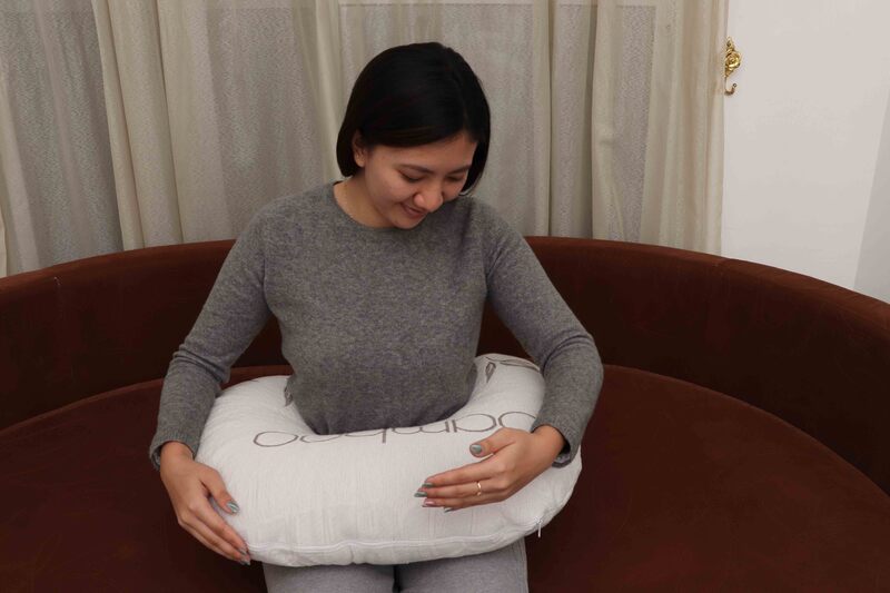 Moon Bamboo Rayon Feeding Pillow, White/Brown
