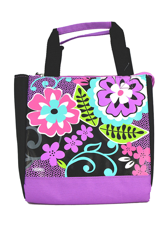 Thermos Lunch Bag, Floral, Black/Purple