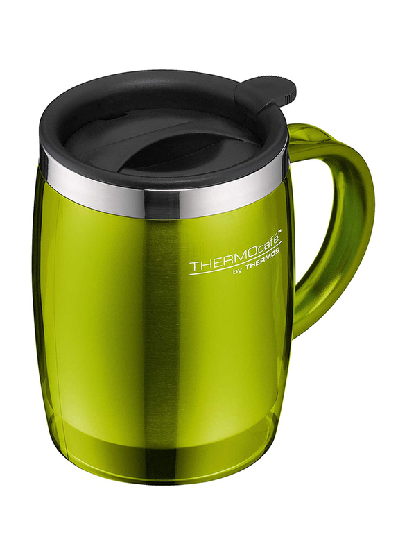 Thermos 350ml Stainless Steel with Plastic Cover Desktop Mug, Lime Green