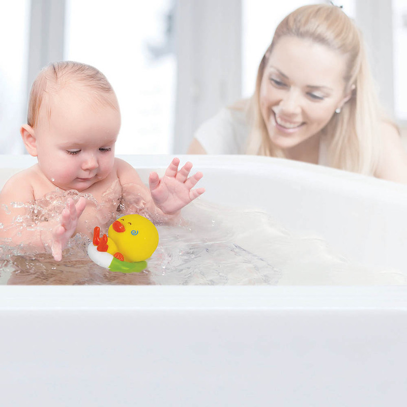 Infantino Bath Duck Squirt and Temperature Tester for Kids, Yellow/Green