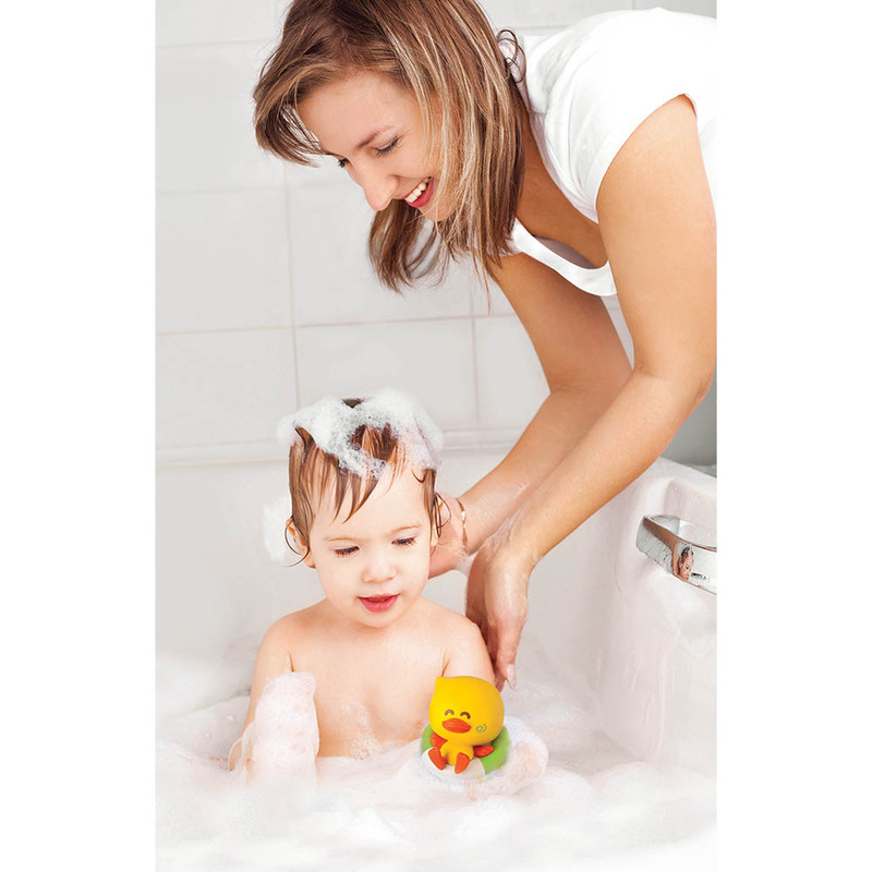 Infantino Bath Duck Squirt and Temperature Tester for Kids, Yellow/Green