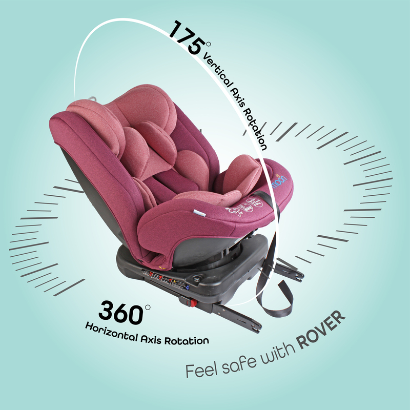 Moon Rover Baby/Infant 360° Rotate Convertible Car Seat, Group:0+/I/II/III, Pink