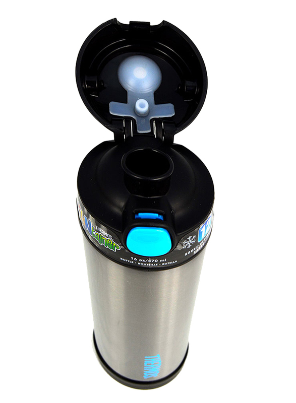 Thermos Funtainer Stainless Steel Hydration Bottle, 470ml, Silver/Black