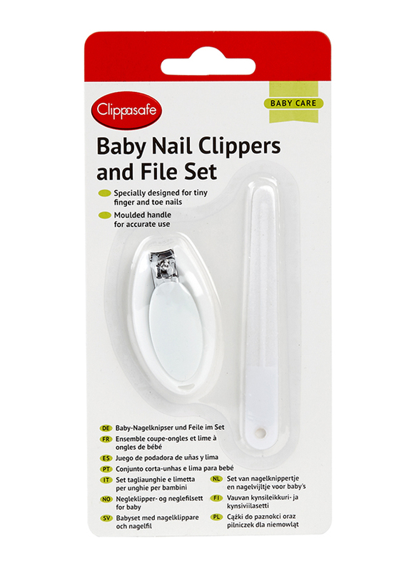 

Clippasafe Baby Nail Clippers & File Set, White
