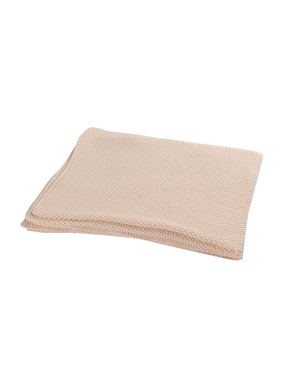 Moon Pram Cot Bed Moses Basket Cotton Cellular Baby Blanket, 80 x 110cm, Beige
