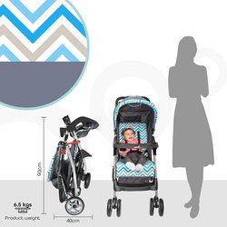 Moon Trek Fashion Stripe One Hand Fold Multi Position Recline Single Baby Stroller, Blue