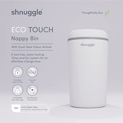 Shnuggle Eco Touch Nappy Bin with Dual Seal Airlock for Baby, White
