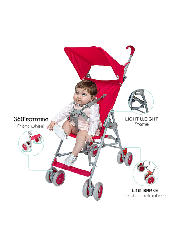 Moon Jet Buggy Single Baby Stroller, 6 Months +, Red