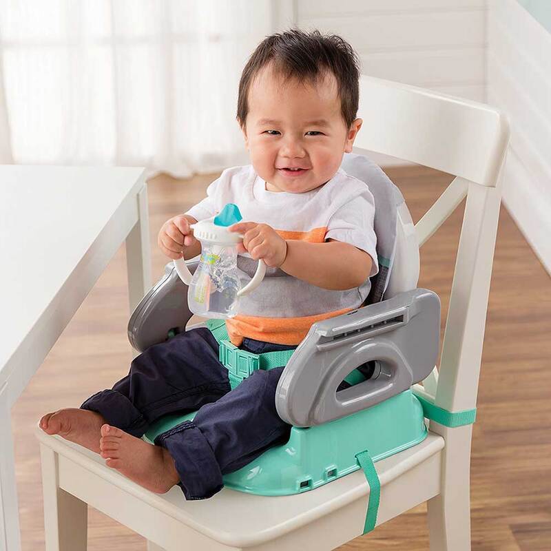 Summer Infant Deluxe Folding Booster Seat, Elephant Love, Grey/White