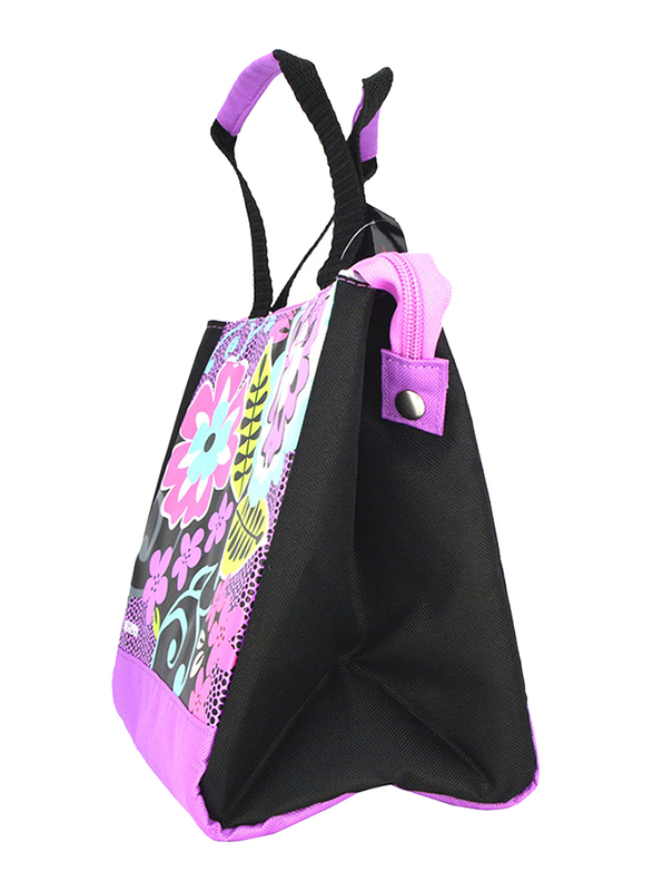 Thermos Lunch Bag, Floral, Black/Purple