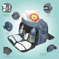 Moon 4Ever Multifunction Messenger Diaper Bag, Grey