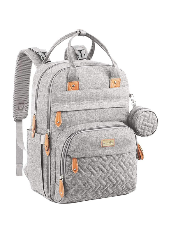Moon Kary Me Multifunction Travel Backpack Diaper Bag with Changing Pad, Stroller Straps and Pacifier Case, Light Grey