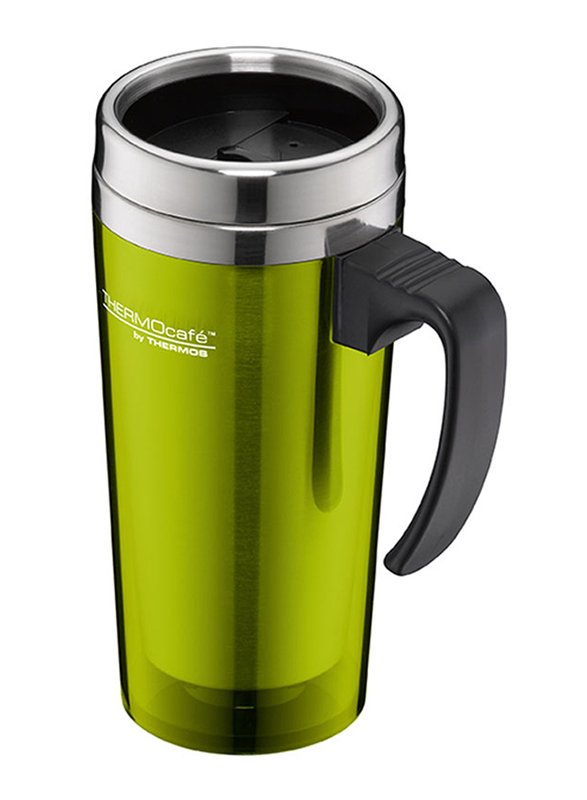 Thermos 400ml Thermocafe Stainless Steel with Plastic Cover Drinking Mug, Lime Green