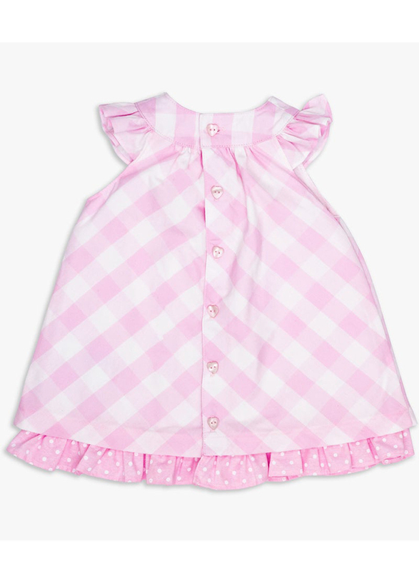 Moon 100% Cotton Gingham Dress and Headband Set for Baby Girls, 0-3 Months, Pink