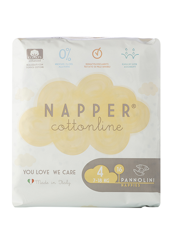 Napper Cotton Line Soft Hug Parmon Diapers, Size 4, Maxi, 7-18 kg, 16 Count