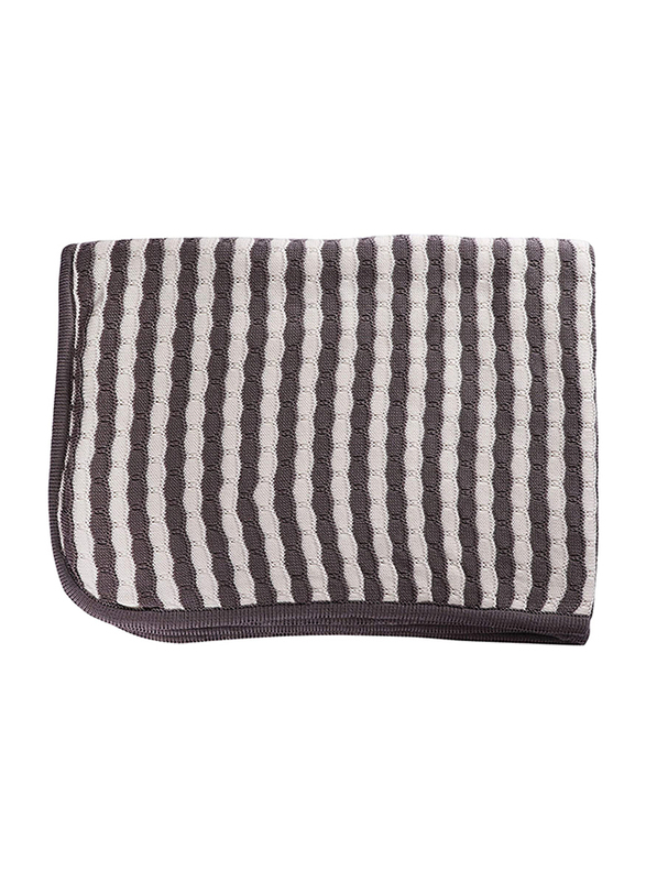 Moon Knitted and Fur Cotton Baby Blanket, Large, 70 x 102cm, Grey