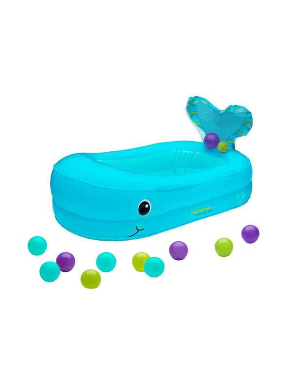 Infantino Whale Bubble Ball Inflatable Bath Tub for Kids, Blue