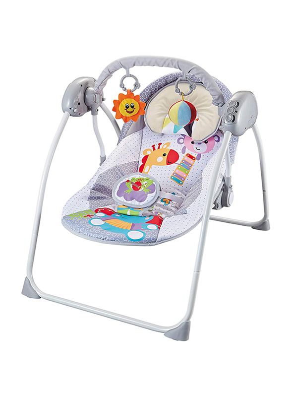 Moon Electric Wild Bungee Portable Compact Automatic Baby Bouncer Swing with Melodies, 3 Months +, Grey