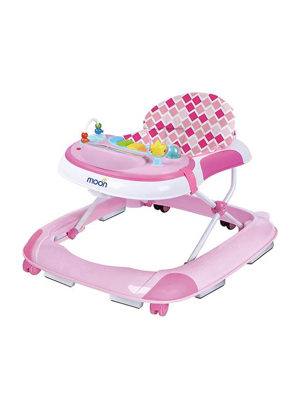 Moon MUV Anti-Fall Brake Pads Baby Walker with Music and Sound, 6 Months +, Pink Forest