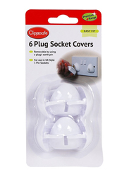 Clippasafe 3 Pin Plug Socket Covers, 6 Pieces, White