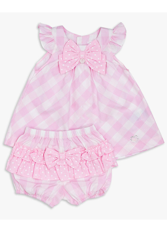 

Moon 100% Cotton Gingham Dress and Bloomer Set for Baby Girls, 3-6 Months, Pink