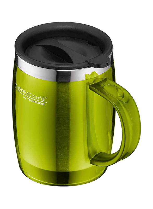 Thermos 350ml Stainless Steel with Plastic Cover Desktop Mug, Lime Green