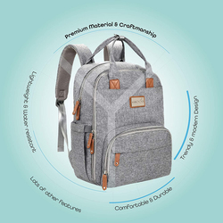 Moon Kary Me Backpack Diaper Bag with Changing Pad, Grey