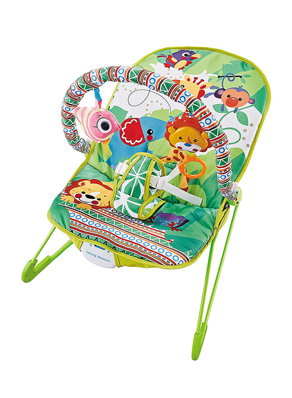 Moon Hop-Hop Portable Soothing Seat Baby Bouncer with Vibration, 3 Months +, Green