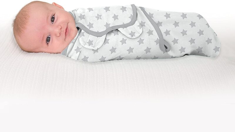 Summer Infant SwaddleMe Original Cotton Swaddle, Star, Small, 0-3 Months, Grey