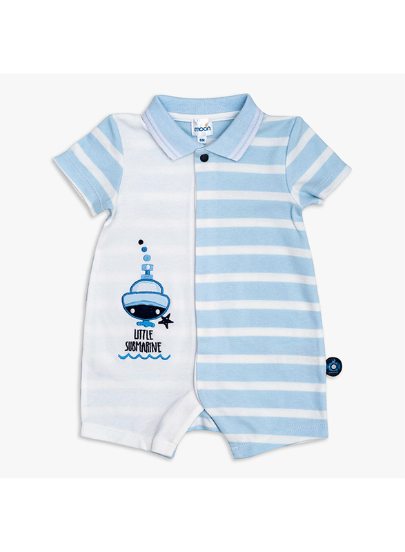 

Moon Little Submarine 100% Cotton Romper with Collar for Baby Boys, 6-9 Months, Blue