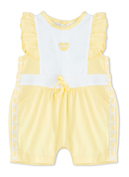 Moon Lemon Hearts Cotton Ruffle Sleeves Romper for Baby Girls, 3-6 Months, Yellow