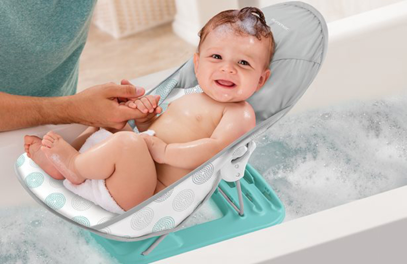 Summer Infant Dashed Dots Deluxe Baby Bather for Infants Baby, Green/White