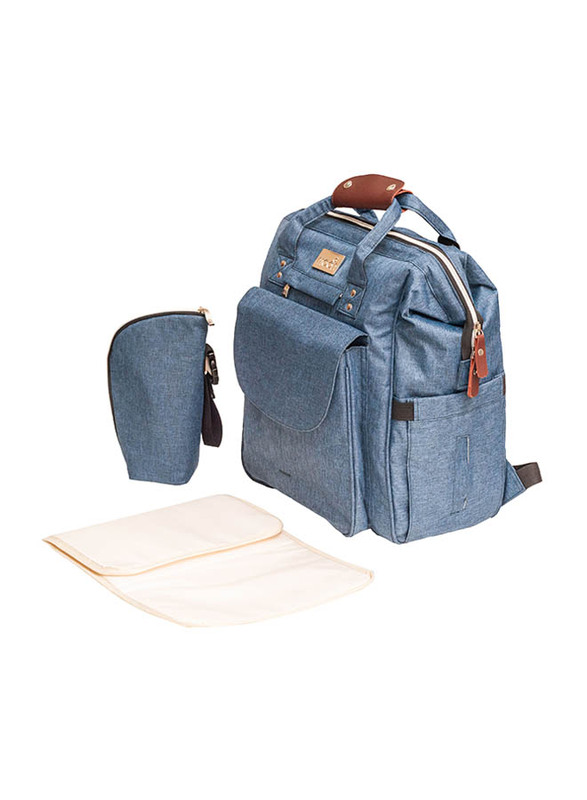 Moon Denise Waterproof Backpack Diaper Bag with Multiple Pockets & Changing Pad, Blue