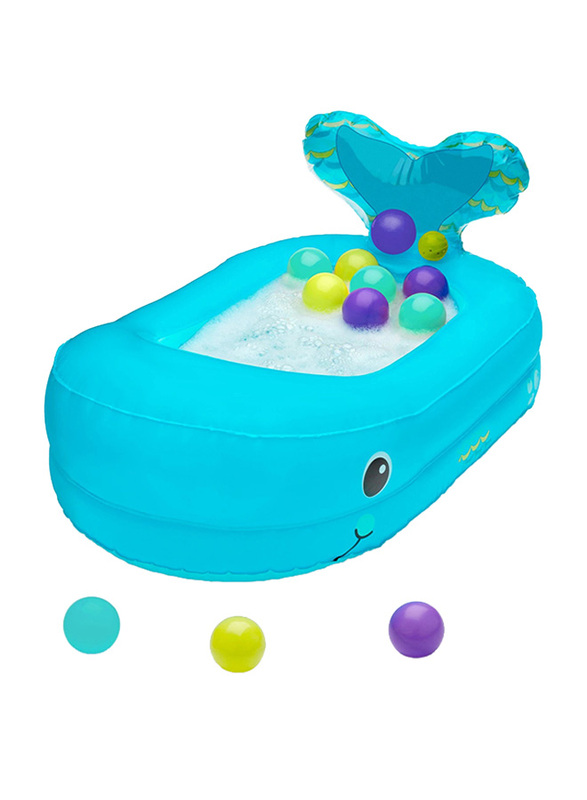 Infantino Whale Bubble Ball Inflatable Bath Tub for Kids, Blue