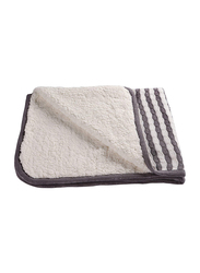 Moon Knitted and Fur Cotton Baby Blanket, Large, 70 x 102cm, Grey