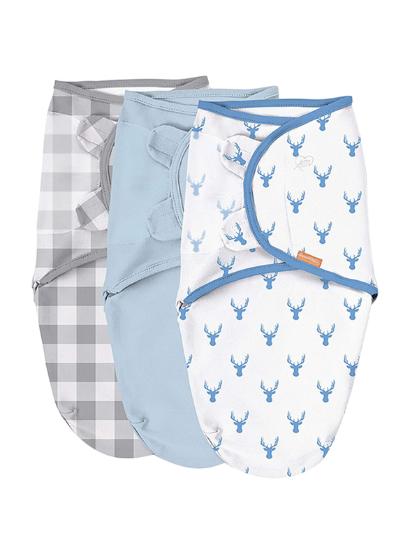 Summer Infant 3-Pieces SwaddleMe Cotton OH Deer Original Baby Swaddle, Small, 0-3 Months, Multicolour