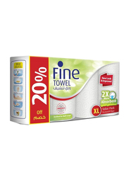 Fine Extra Long 2X More Absorbent Kitchen Towels, 8 Rolls x 100 Sheets x 2 Ply