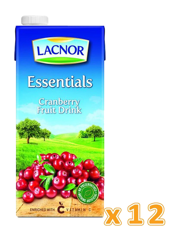 

Lacnor Essentials Cranberries Fruit Drink, 12 x 1 Liters