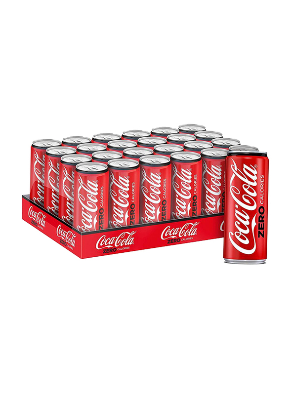 Coca Cola Zero Carbonated Soft Drink, 24 Cans x 330ml