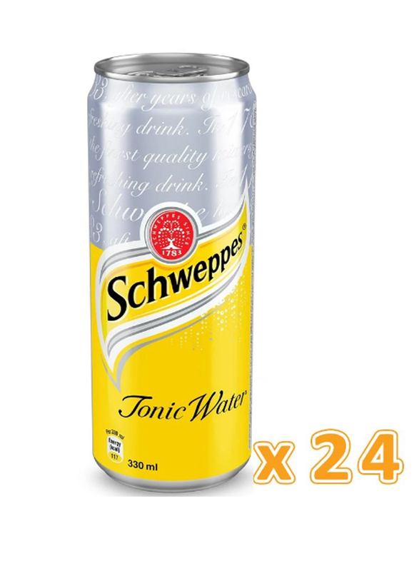 Schweppes Tonic Water Soft Drink, 24 Cans x 330ml