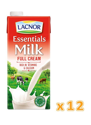 Lacnor Full Cream Milk, 12 x 1 Liter