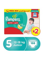Pampers Pants Diapers, Size 5, Junior, 12-18 kg, Double Mega Box, 168 Count